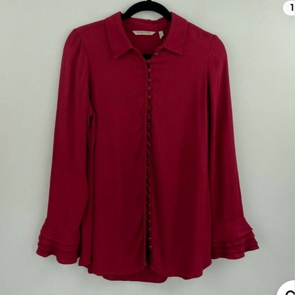 Soft Surroundings Elegant Red Button-Up Blouse
Size M